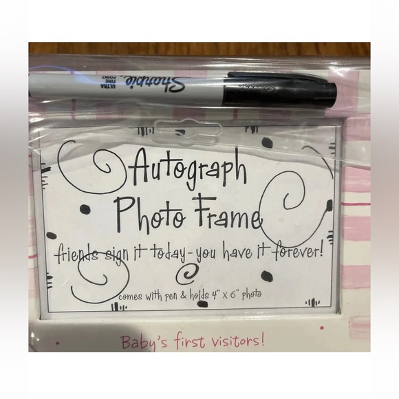 Baby’s First Visitors! Autograph Photo/Picture Frame Pink Girl 4X6 With Pen NEW! - Picture 2 of 10